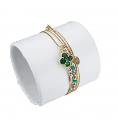 loetma-clover-bracelet-multi liens-réglable-émeraude-bijoux-totem.fr