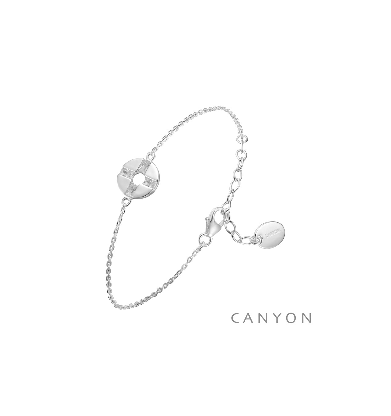 canyon-bracelet-argent-chainette-disque évidé-oxyde-bijoux totem