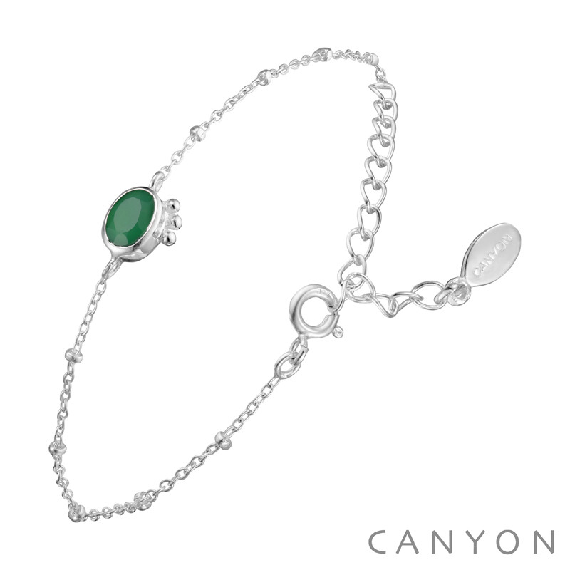 canyon-bracelet-argent-chainette-ovale-onyx vert-bijoux totem