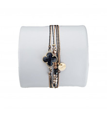 loetma-clover-bracelet-multi liens-réglable-noir-bijoux totem