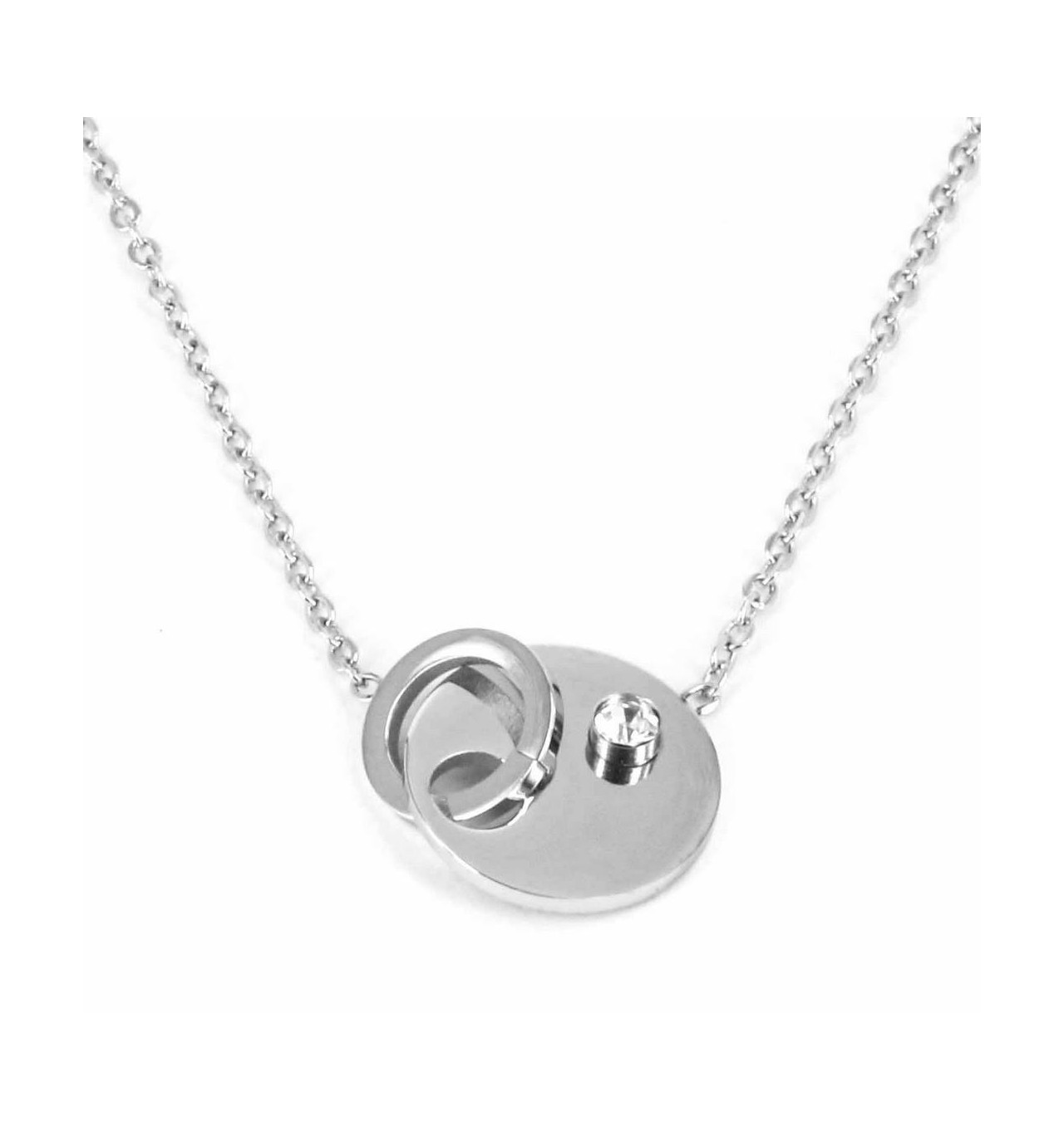 Collier Domino en acier argenté, Marque Zag Bijoux | Bijoux Totem