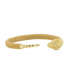 barong barong-sexy serpent-bracelet-jonc-cuir-beige-bijoux totem.