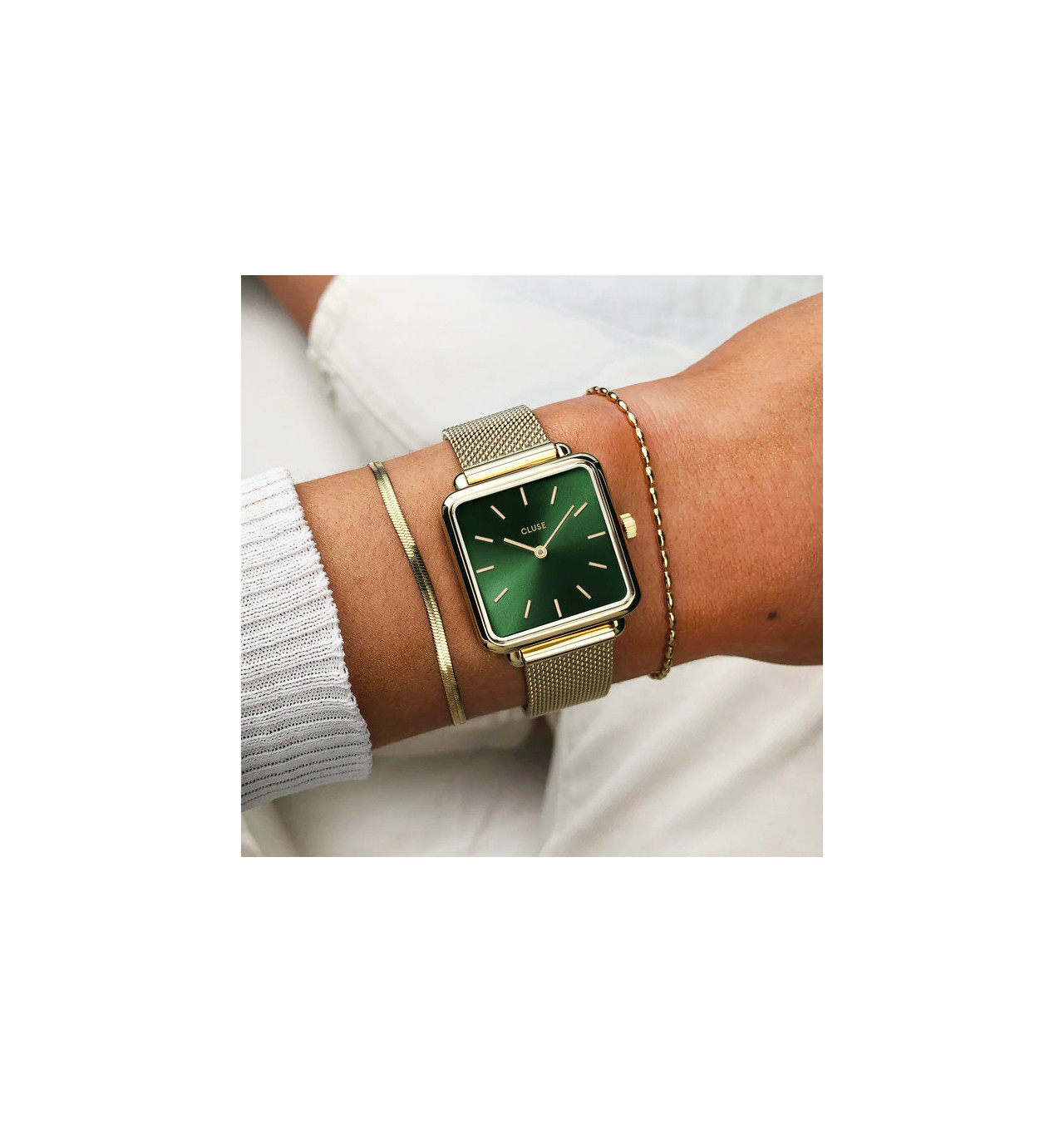 cluse-tétragone mesh-montre-femme-acier-bijoux totem