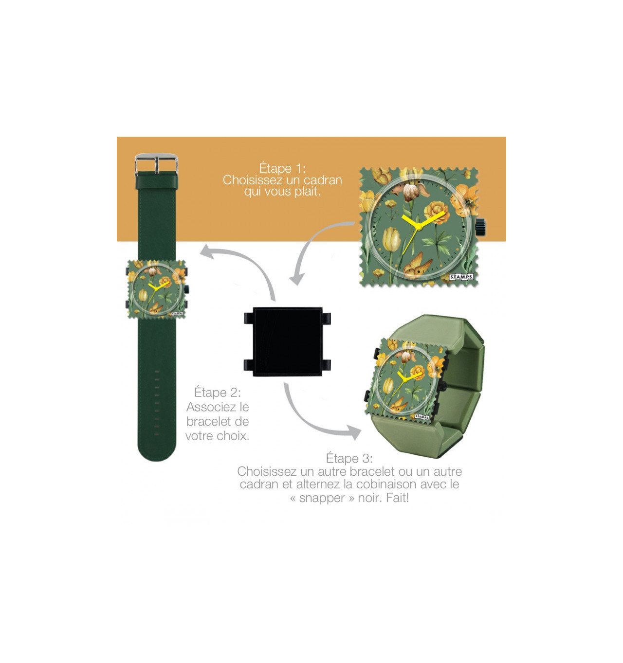 stamps-bracelet-montre-pineapple-gris-bijoux totem