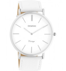 oozoo-montre-femme-bracelet cuir-blanc-bijoux totem