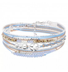 doriane bijoux-bracelet-argent 925-multi tours-trèfle-bleu-bijoux totem.