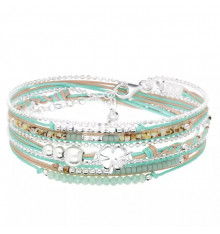 doriane bijoux-bracelet-argent 925-multi tours-trèfle-vert-bijoux totem