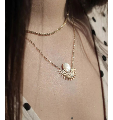 zag-bijoux-collier-éventail-acier-doré-bijoux totem.