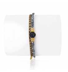 loetma-cécile-bracelet-multi tours-réglable-soleil noir-bijoux totem