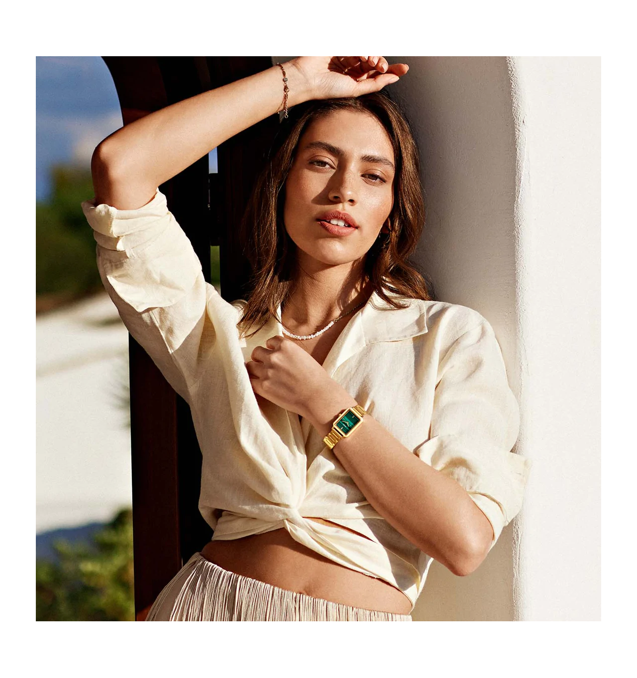cluse-fluette-montre-femme-acier-doré-vert-bijoux totem