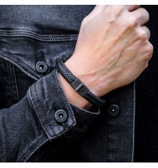 rebel and rose-full métal-herringbone-bracelet-cuir-homme-bijoux totem.