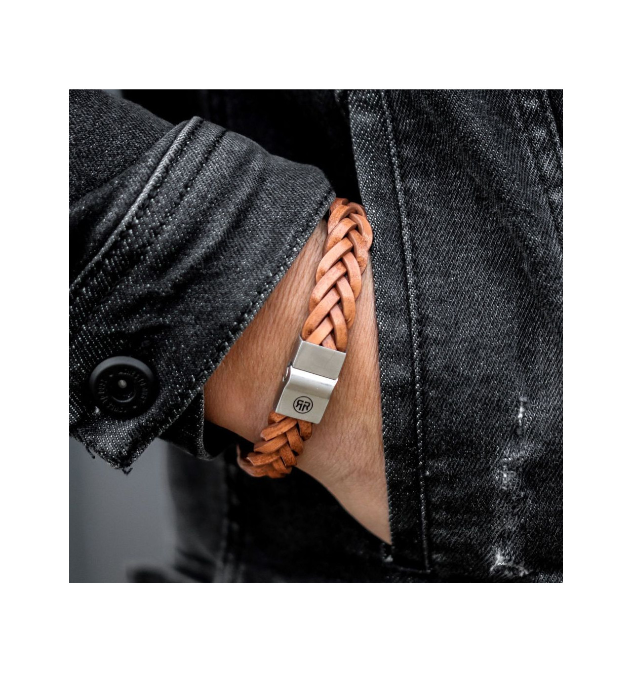 rebel&rose-full métal-braided-bracelet-cuir-homme-bijoux totem.