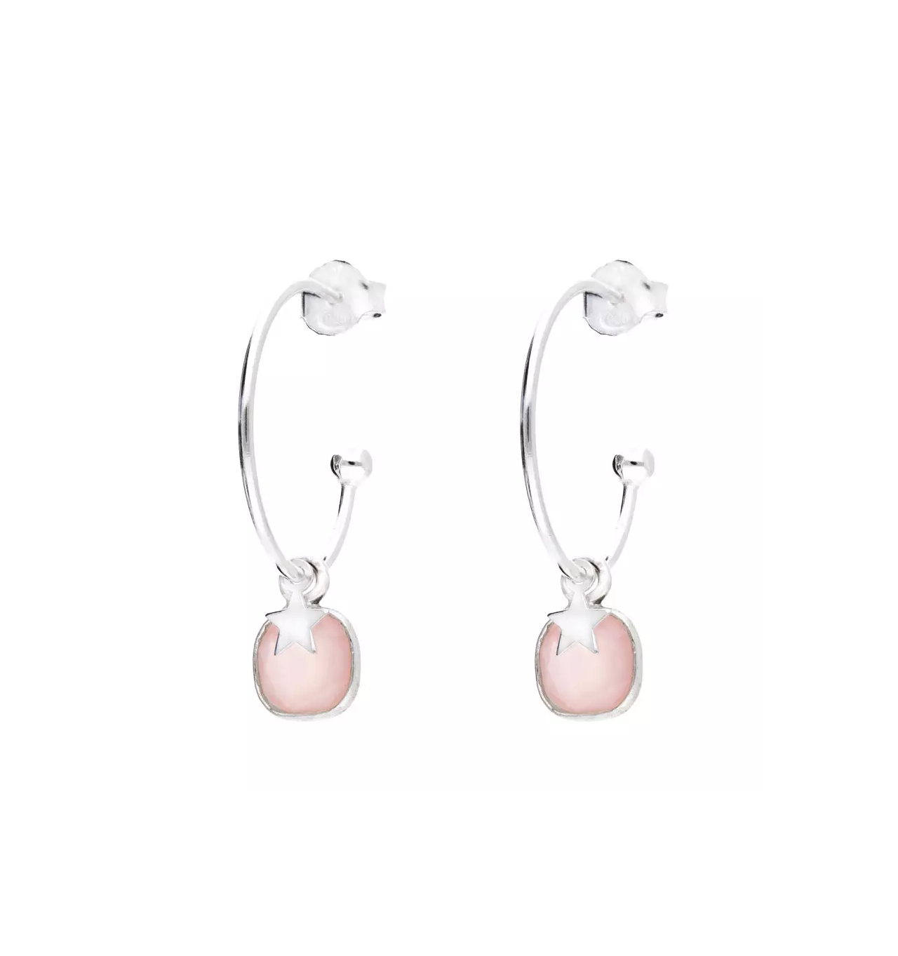 doriane-rosa-Argent 925-créoles-calcédoine-rose-bijoux totem.