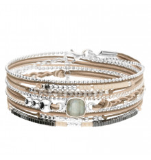 doriane bijoux-cassis-bracelet-argent-multi tours-beige-bijoux totem.