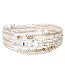 doriane bijoux-anneau-bracelet-argent-multitours-beige-bijoux totem.