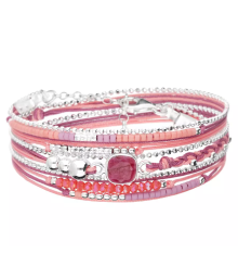 doriane bijoux-cassis-bracelet-argent-2 tours-rose-framboise-bijoux totem.