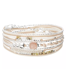doriane bijoux-cassis-bracelet-argent-2 tours-pêche-crème-bijoux totem.