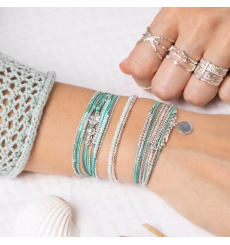 doriane bijoux-trèfle-bracelet-argent-multitours-turquoise-vert-bijoux totem.
