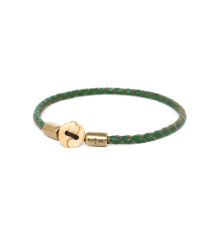 nature bijoux-homme-link-bracelet-cuir-vert-bijoux totem.