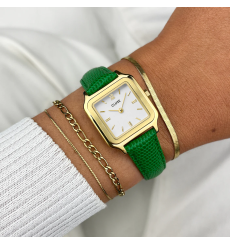 cluse-gracieuse-montre-femme-acier-or-vert-cuir-bijoux totem