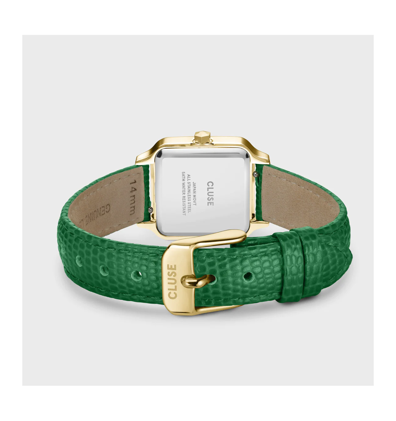 cluse-gracieuse-montre-femme-acier-or-vert-cuir-bijoux totem
