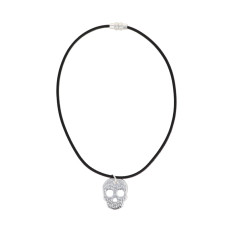 secret de cuir-tête de mort-collier-cuir-noir-bijoux totem