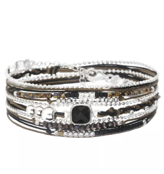 doriane bijoux-cassis-bracelet-argent-triple tours-noir-bijoux totem.