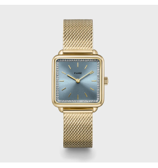 cluse-tétragone-montre-femme-acier-doré-bleu-bijoux totem
