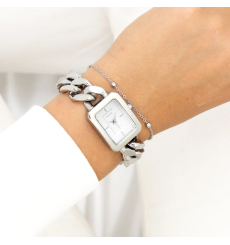 oozoo-montre-femme-acier argenté-rectangulaire-bijoux totem
