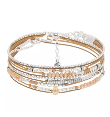doriane bijoux-atlanta-bracelet-argent-2 tours-beige-hématite-bijoux totem.