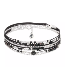doriane bijoux-atlanta-bracelet-argent-2 tours-noir-brillant-bijoux totem.