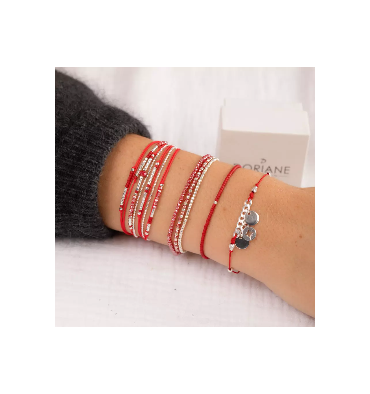 doriane bijoux-atlanta-bracelet-argent-multi tours-rouge-bijoux totem.