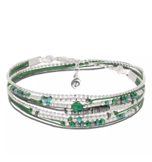 doriane bijoux-atlanta-bracelet-argent-multi tours-vert-kaki-bijoux totem.