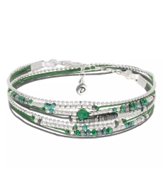 doriane bijoux-atlanta-bracelet-argent-multi tours-vert-kaki-bijoux totem.