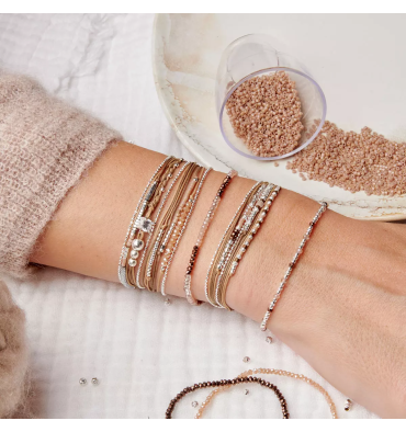 doriane bijoux-bracelet-argent-multi tours-beige-choco-bijoux totem.