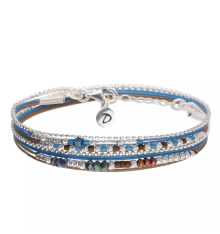 doriane bijoux-bracelet-argent-multi tours-bleu-bijoux totem.