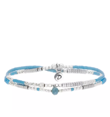 doriane-bijoux-spring-bleu hématite-bracelet-élastique-double tours-argent-bijoux totem.