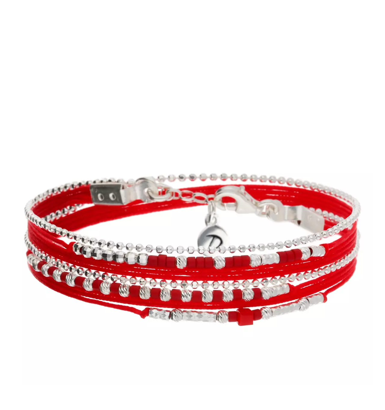 doriane bijoux-bracelet-argent-multi tours-rouge-bijoux totem.