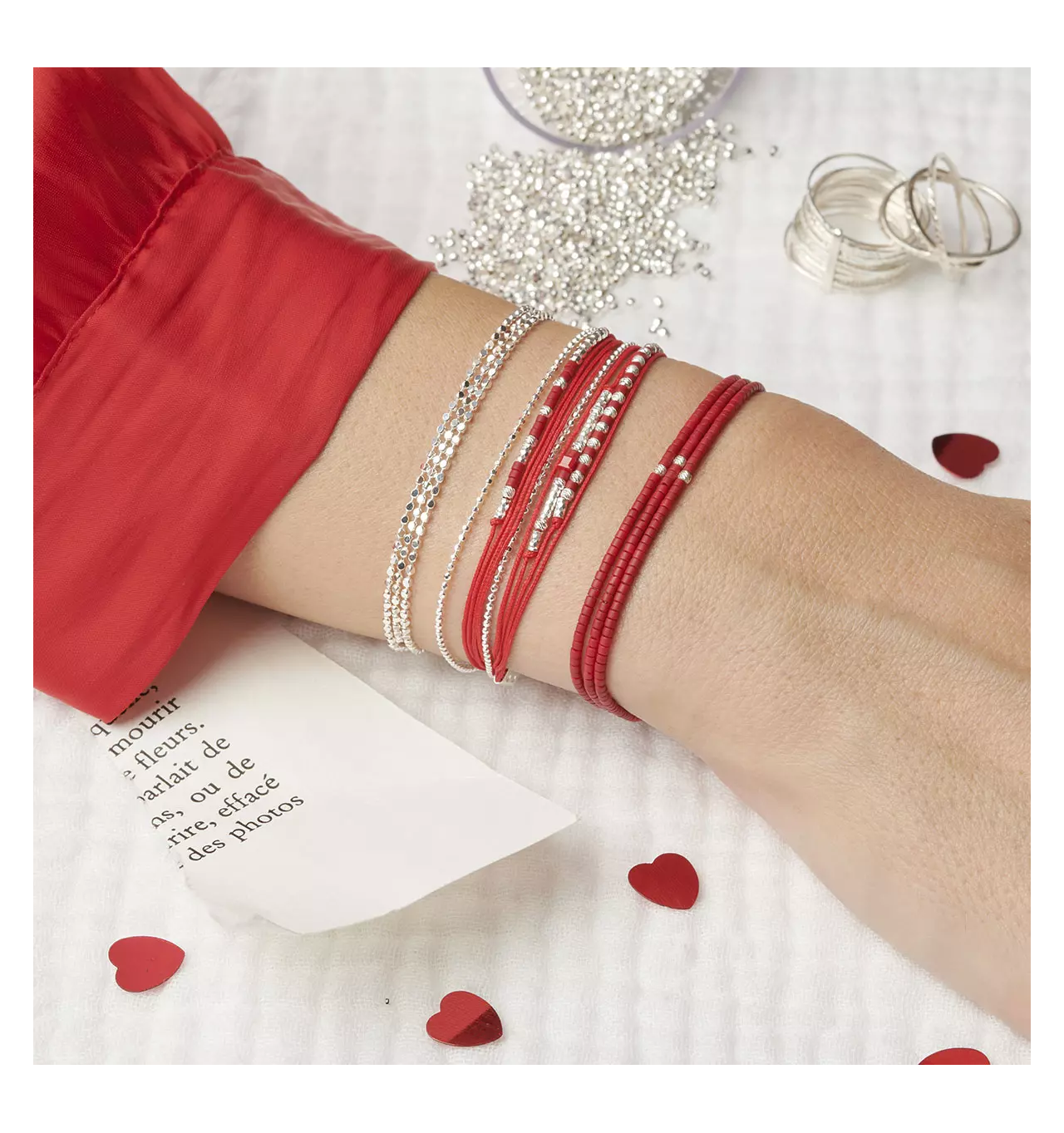 doriane bijoux-bracelet-argent-multi tours-rouge-bijoux totem.