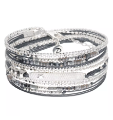 doriane bijoux-bracelet-argent-multi tours-gris-bijoux totem.