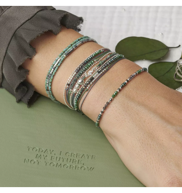 doriane-bijoux-bracelet-extensible-argent-vert-kaki-bijoux totem.