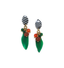 nature bijoux-euphoria-boucles d'oreilles-vert-plume-bijoux totem.