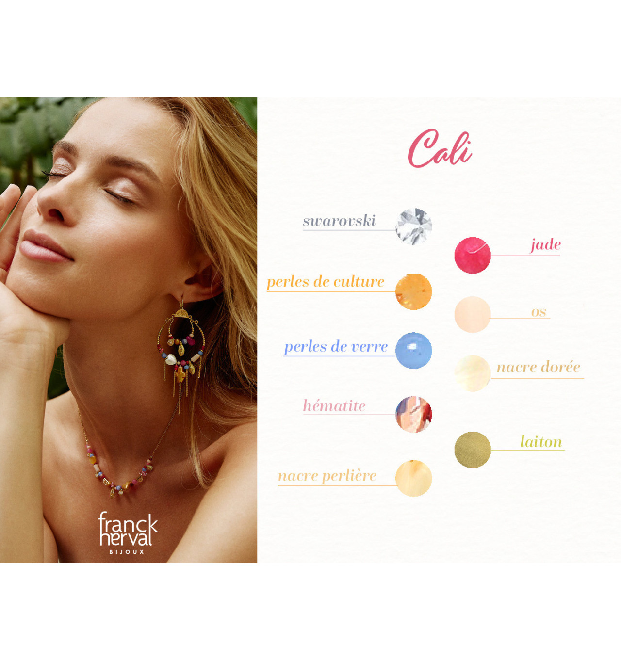 franck herval-cali-boucles d'oreilles-2 rangs-bijoux totem.