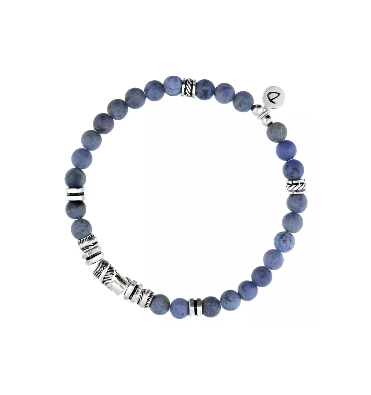 doriane-bijoux-bracelet-homme-bleu-élastique-argent-bijoux totem