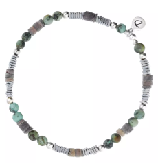 doriane-bijoux-bracelet-homme-vert-gris-élastique-argent-bijoux totem