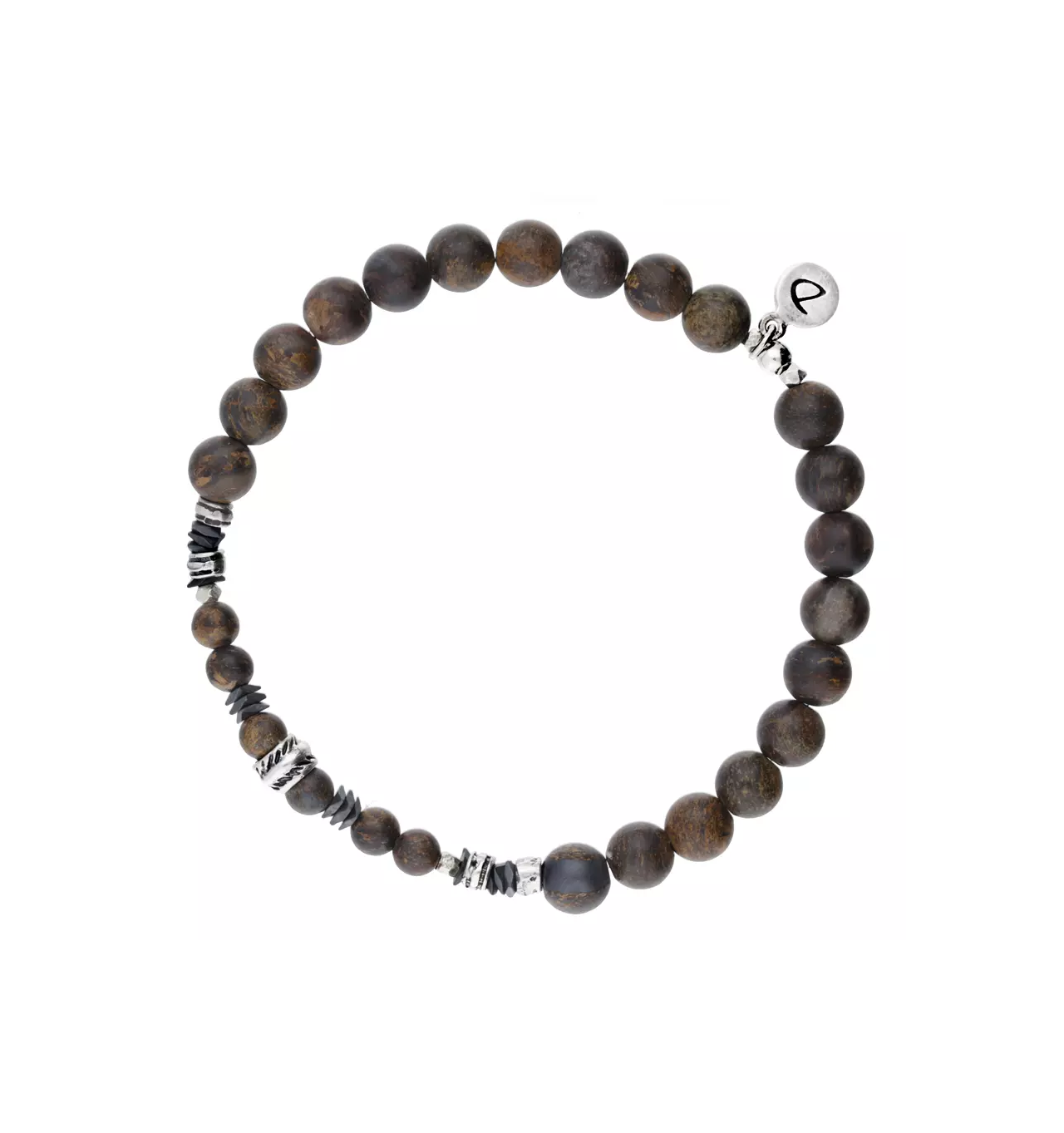 doriane-bijoux-bracelet-homme-choco-élastique-argent-bijoux totem