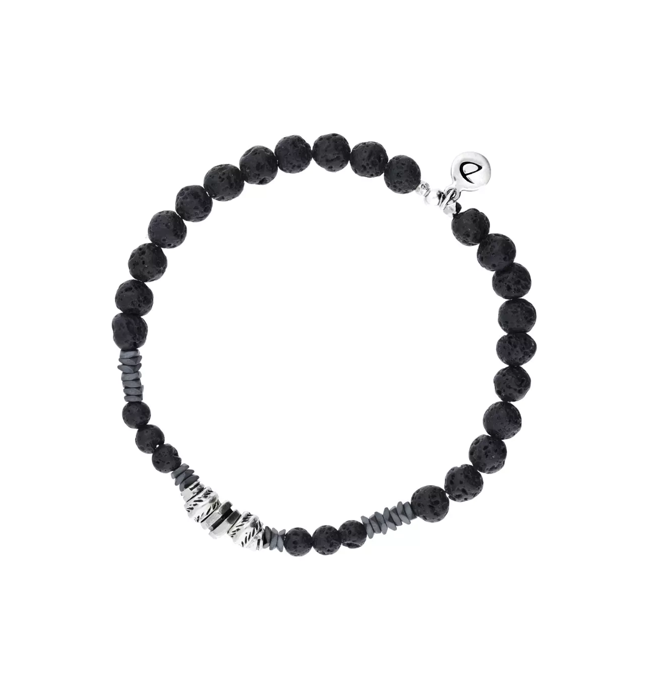 doriane-bijoux-bracelet-homme-noir-élastique-argent-bijoux totem