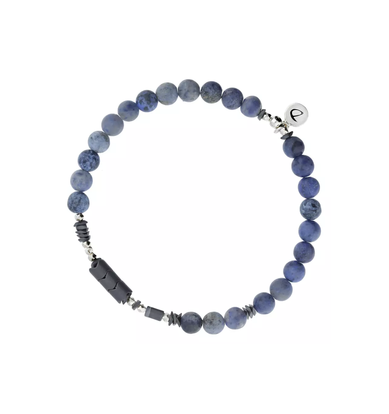 doriane-bijoux-bracelet-homme-bleu-élastique-argent-bijoux totem