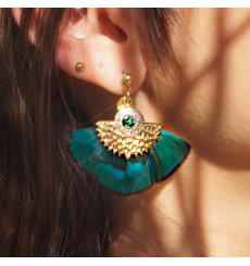 loetma-Colibri-boucles d’oreilles-vert-bijoux totem
