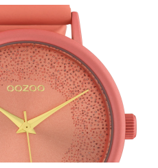 oozoo-montre-femme-cuir-ronde-rose-pêche-bijoux totem
